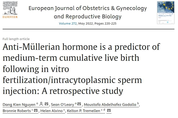 Anti-Müllerian hormone is a predictor of medium-term cumulative live birth following in vitro fertilization/intracytoplasmic sperm injection: A retrospective study